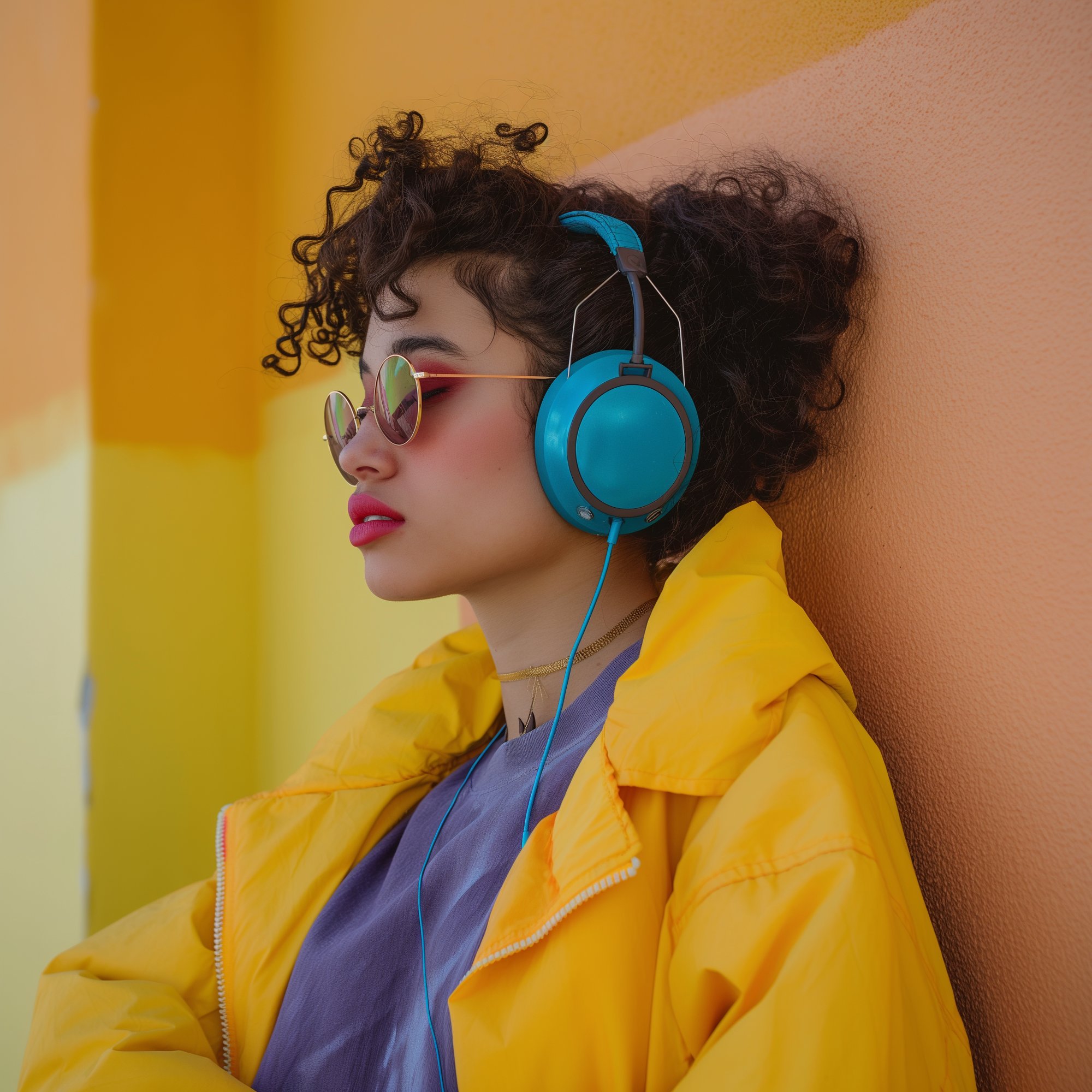 woman with headphones 90s
